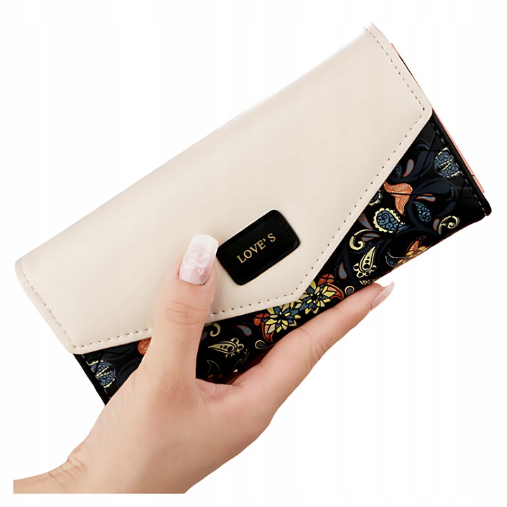 Portofel dama, Perfekcyjny Styl, roz, 19x9.5x2.5cm, cu flori