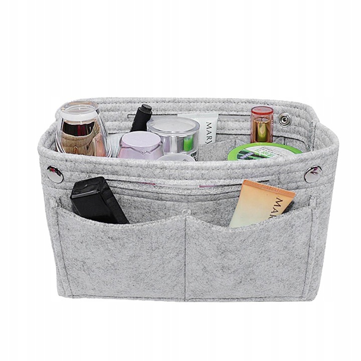 Organizer pentru geanta, Perfekcyjny Styl, 8 compartimente, gri, 27.5x10.5x16.5cm