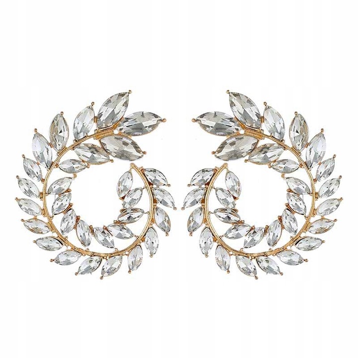 Cercei aurii spirala, WatchMe, set 2 bucati, alb, 4,1x3,4cm