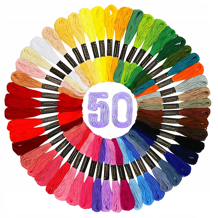 Set 50 fire textile, WatchMe, 100% bumbac, 8m, colorat