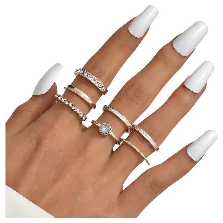 Set de inele aurii, WatchMe, elegante, din otel inoxidabil, usoare, pentru orice ocazie