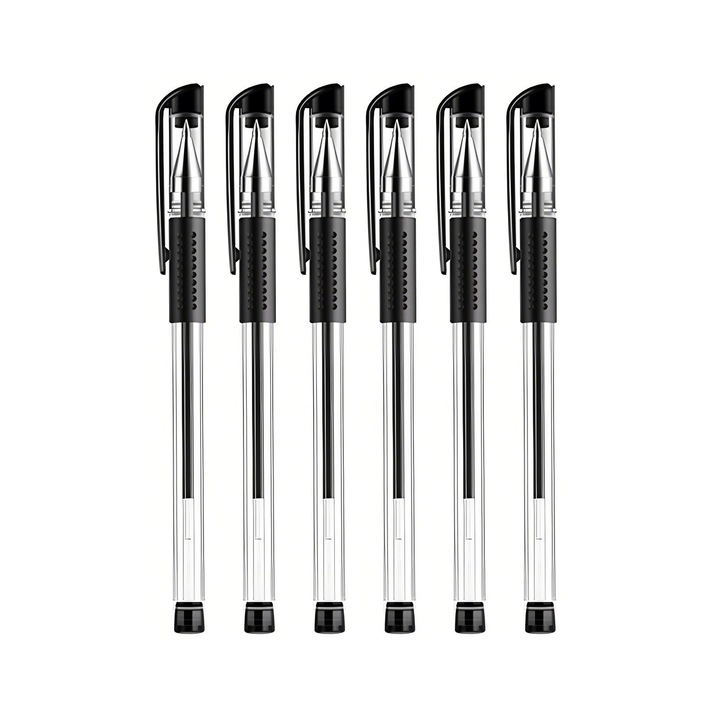 Set 6 pixuri cu gel, 0.5mm, Negru