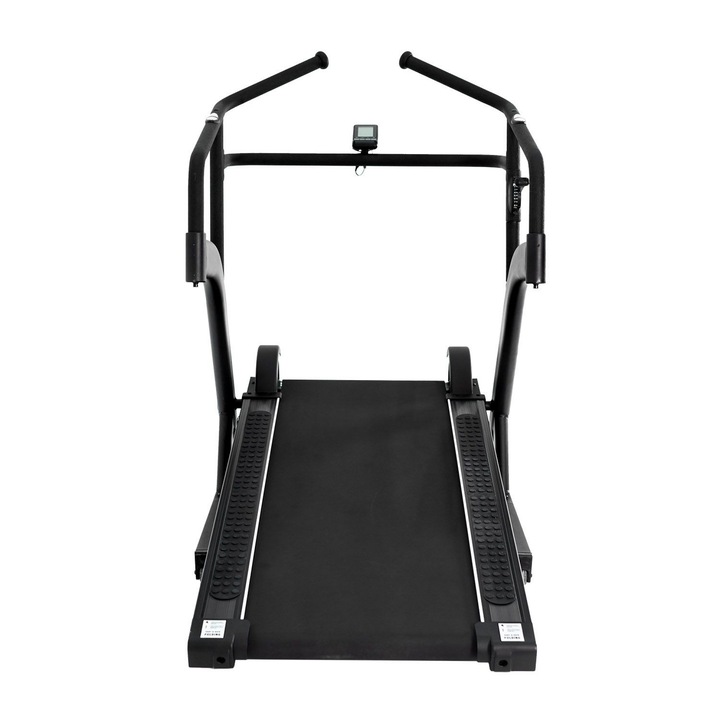 Бягаща пътека BODYTONE PROFESSIONAL ZRO-P, потребител 150 кг, маховик 20 кг, максимална и средна скорост/време/разстояние/калории/пулс/възстановяване, съпротивление, 8 нива, транспортни колела, сгъваема