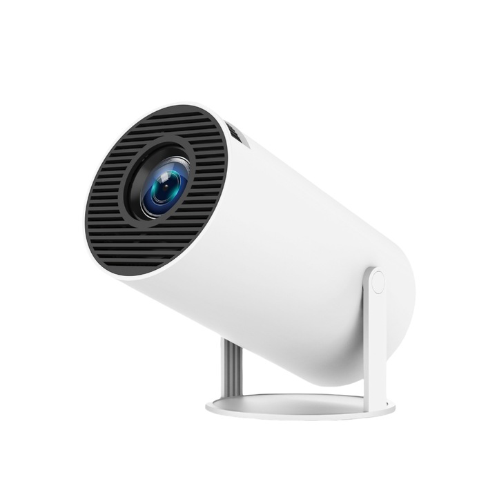Преносим проектор, 4K, WIFI6, Bluetooth 5.0, 720P, LCD Ultra HD, 120 ANSI, HDMI, завъртане на 180°, за домашно кино, дистанционно управление, бял