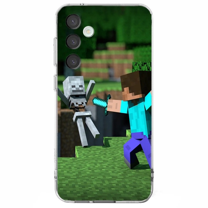 Husa telefon compatibila cu Samsung Galaxy S24 FE, Viceversa, model En Guard Minecraft, Silicon, TPU