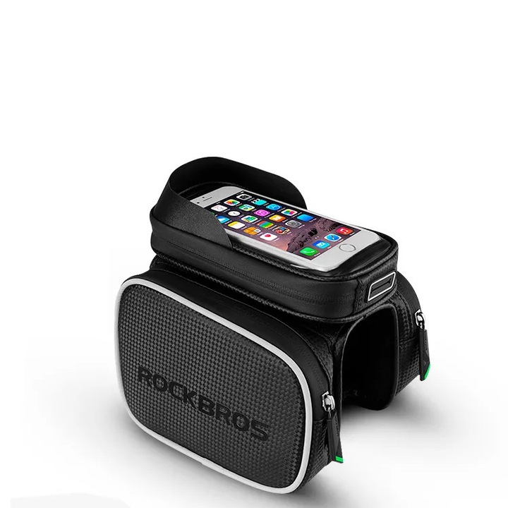 Geanta cadru bicicleta Rockbros, cu suport telefon 6,2", rezistent la apa, montaj usor