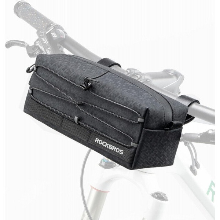 Geanta pentru bicicleta cu fixare pe ghidon Rockbros, 2L, poliester/EVA, 25.5x10.5x10.5cm, negru