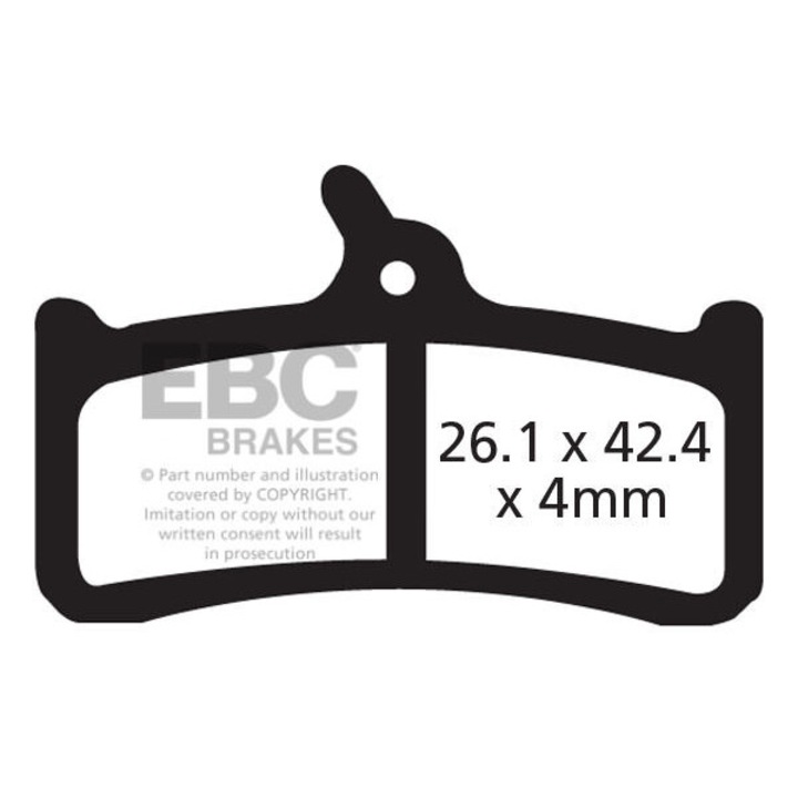 Велосипедни спирачни накладки EBC Brakes, органични, 42.4x26.1x4mm, комплект