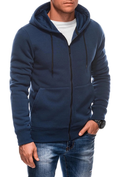 EDOTI, Hanorac uni cu fermoar si terminatii elastice, Bleumarin, M