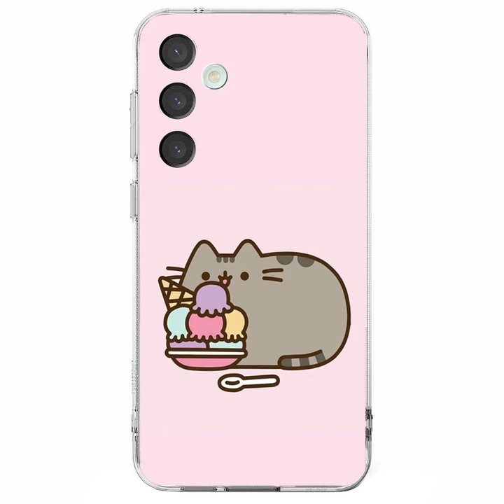 Husa telefon compatibila cu Samsung Galaxy S24 FE, Viceversa, model Icecream Pusheen, Silicon, TPU