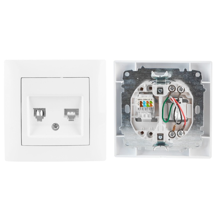 Priza pentru telefon si computer VCX, alb