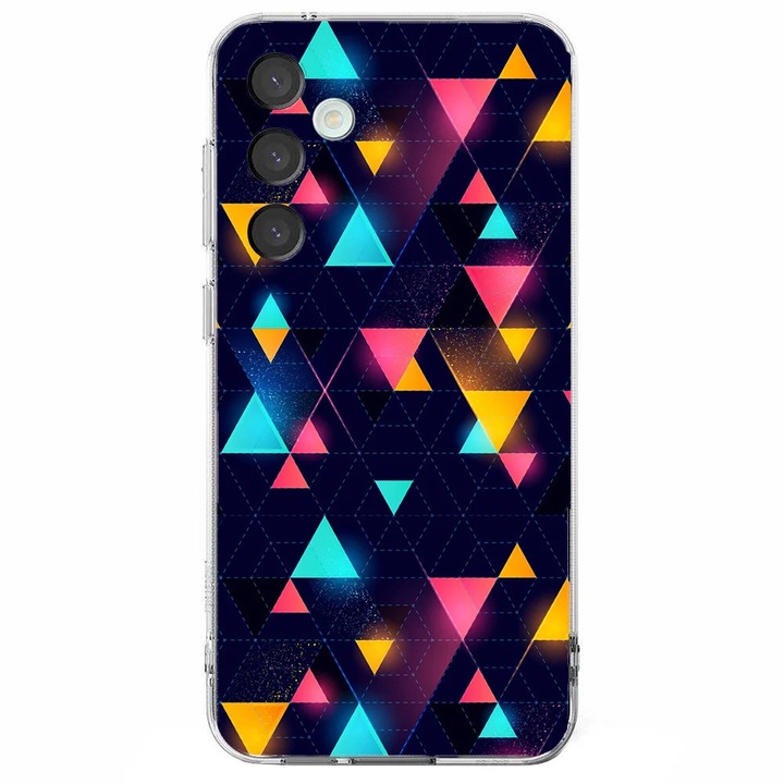 Husa telefon compatibila cu Samsung Galaxy S25 Plus, Viceversa, model Neon triangles, Silicon, TPU