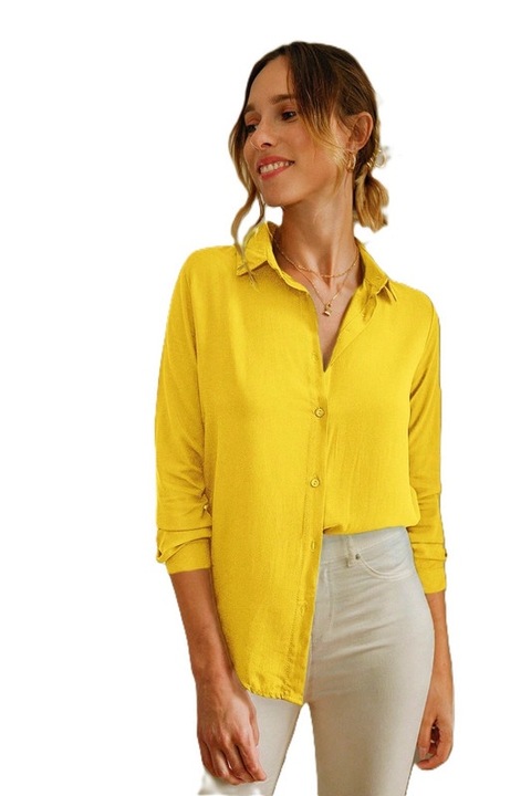Camasa Dama, Casual, Lejera, Cu Maneci Lungi, Galben