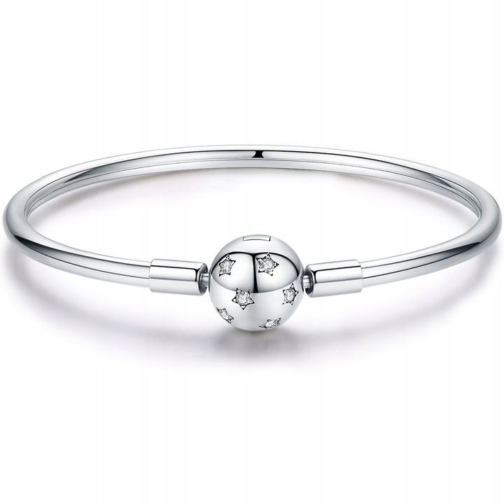 Bratara modulara pentru CHARMS, ZeSrebra, argint 925, 19cm, cu zirconii