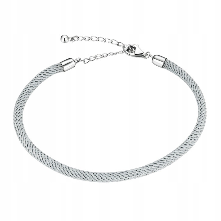 Bratara modulara din argint 925 cu snur gri, 20cm, set pentru CHARMS