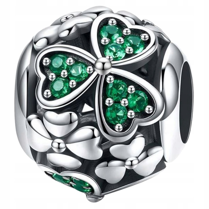 Charm din argint 925, ZeSrebra, cu ciorchini de zirconii, culoare argintie, dimensiuni 10x9mm