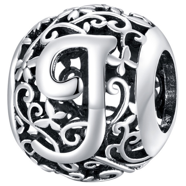 Charm litera J, argint 925, antialergic, 10x9mm, ZeSrebra
