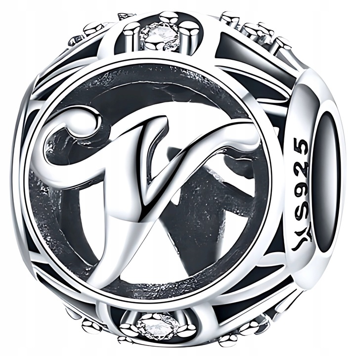 Charm litera V, ZeSrebra argint 925, 10x9mm