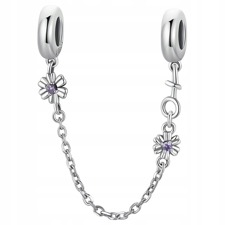 Charm din argint 925, ZeSrebra set de protectie pentru bratara, cu flori 70mm