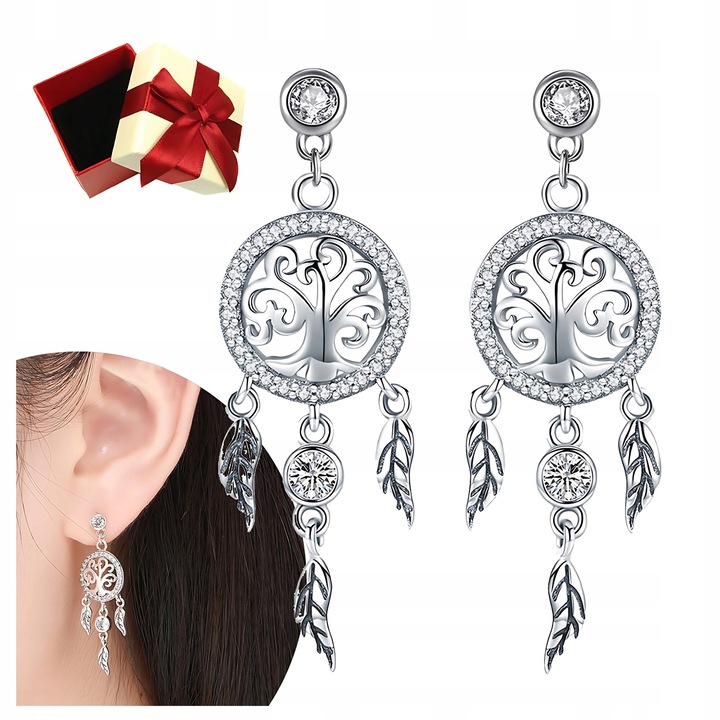 Cercei argintii pr 925 cu zirconii, 3,9g