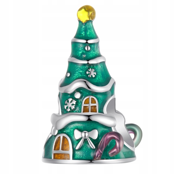 Pandantiv de Craciun, ZeSrebra argint S925, ciorchini cu zirconii, 15x10mm