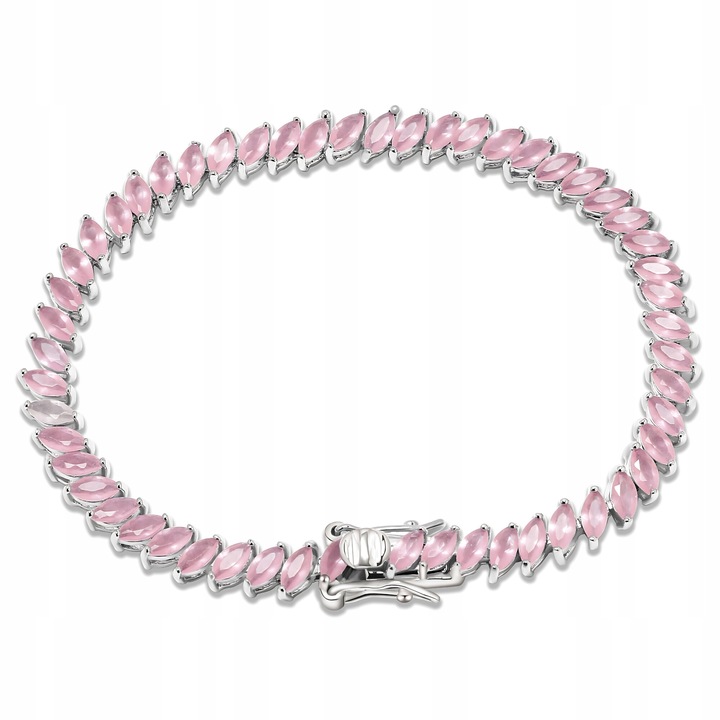 Bratara din argint cu zirconii, ZeSrebra model U012, roz, 18 cm