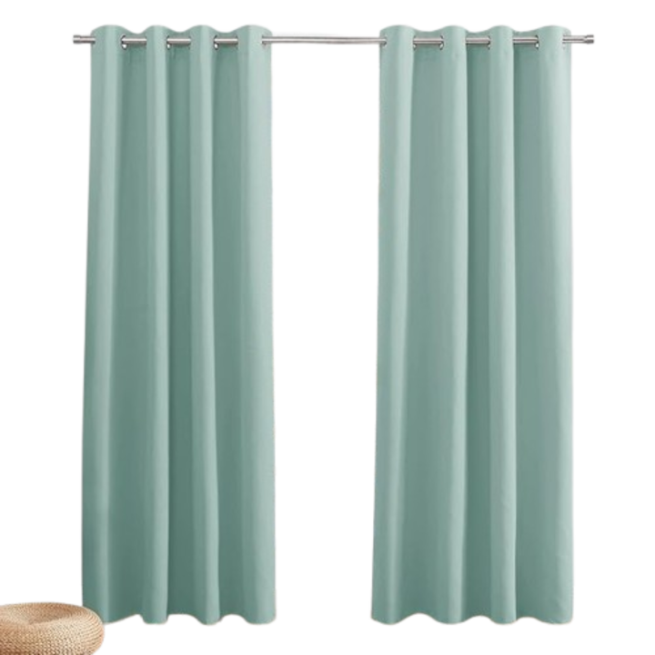 Hőszigetelő függöny gyűrűkkel PONY DANCE, átlátszatlan, hideg ellen, szett 2, 200 H x 140 W cm, nyári zöld