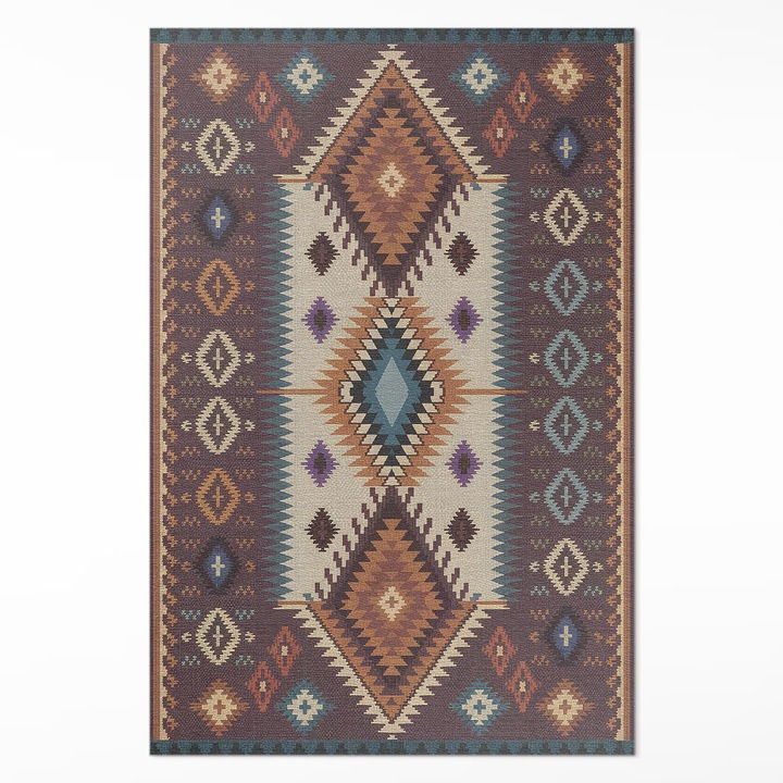 Covor de vinil, Wallfluent, simetrie azteca, Maro, 120 x 180 cm, 010260360160000282094