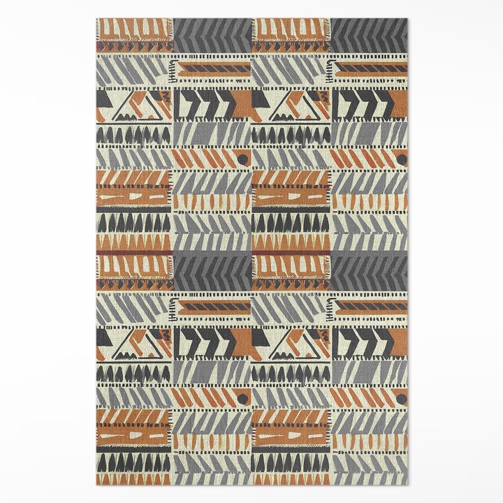 Covor de vinil acasa, Wallfluent, Abstractia indiana, Portocaliu, 120 x 180 cm, 010260360160000281946