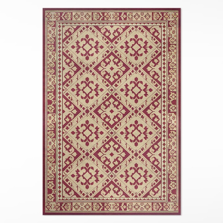 Covor de vinil, Wallfluent, Vintage decorativ, Bej, 120 x 180 cm, 010260360160000281898