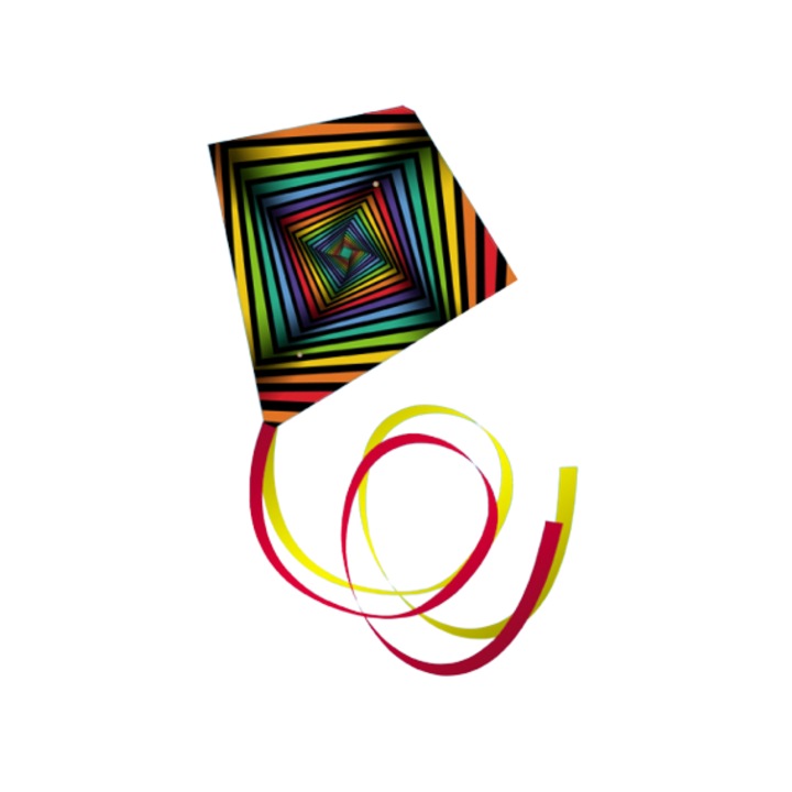 Детско хвърчило Гюнтер Квадратно 70x70см, ярки цветове, геометрични форми, 6+ години