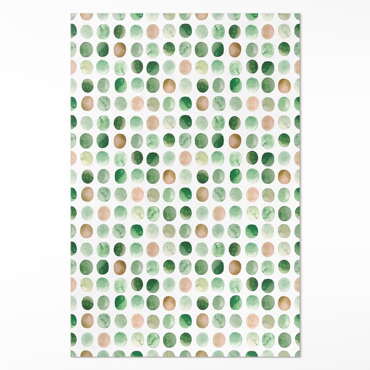 Covor de vinil acasa, Wallfluent, Puncte acuarela, Verde pal, 120 x 180 cm, 010260360160000057211