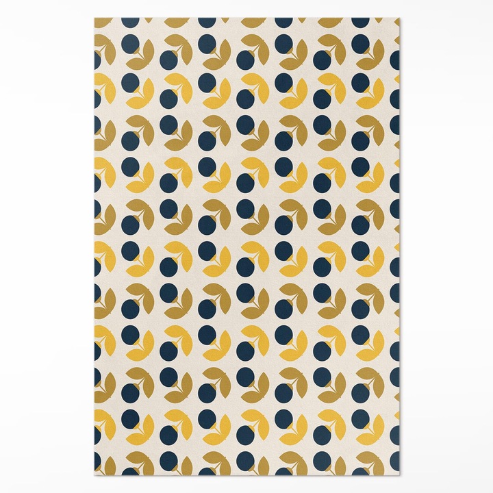 Covor interior din vinil, Wallfluent, Flori mici, Galben, 120 x 180 cm, 010260360160000057163