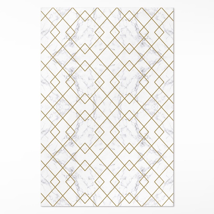 Covor interior din vinil, Wallfluent, Romburi pe marmura, Alb, 120 x 180 cm, 010260360160000057062