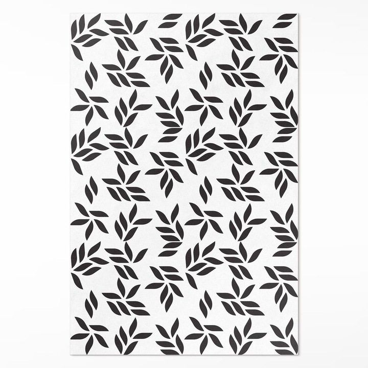 Covor de vinil acasa, Wallfluent, Minimalist, Fractal negru alb, 120 x 180 cm, 010260360160000033526
