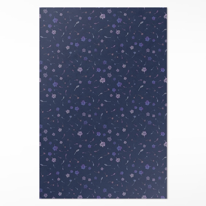 Covor de vinil acasa, Wallfluent, Flori mici, Bleumarin, 120 x 180 cm, 010260360160000033492