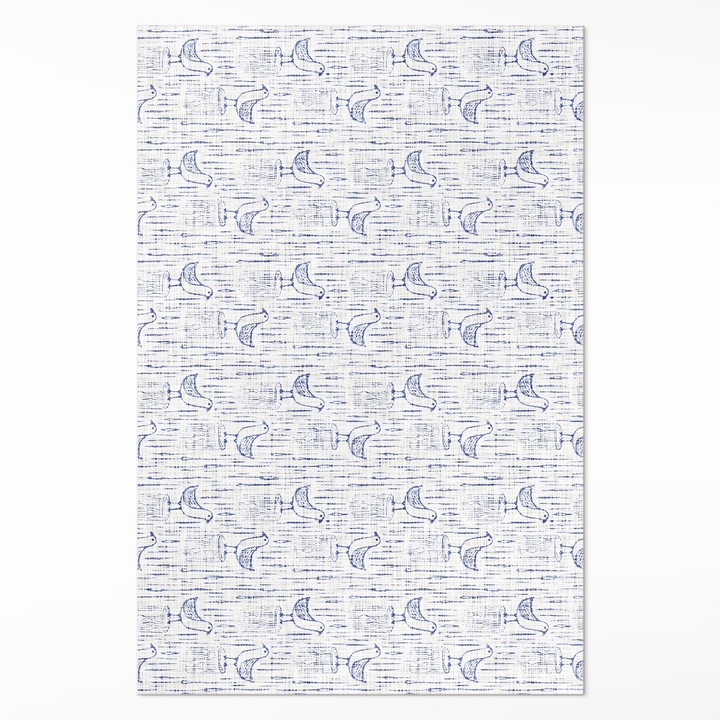 Covor de vinil, Wallfluent, Pasari desenate, Gri, 100 x 150 cm, 010260360050000033340