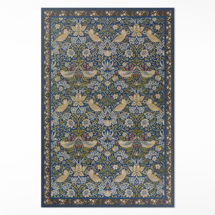 Covor de vinil acasa, Wallfluent, The Strawberry Thief - autor William Morris, Verde pal, 60 x 90 cm, 010260360570000033260