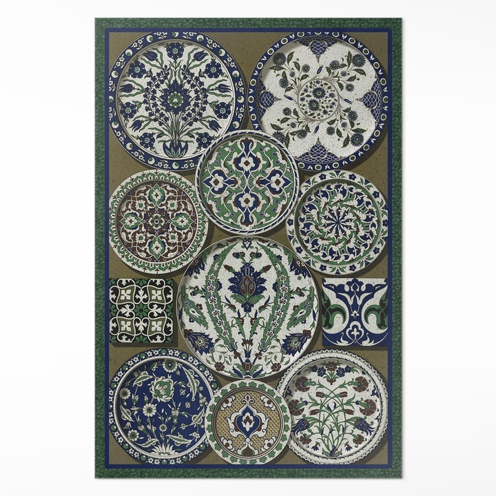 Covor de vinil, Wallfluent, Cercuri modelate - autor Albert Racinet, Verde pal, 150 x 225 cm, 010260360300000033259