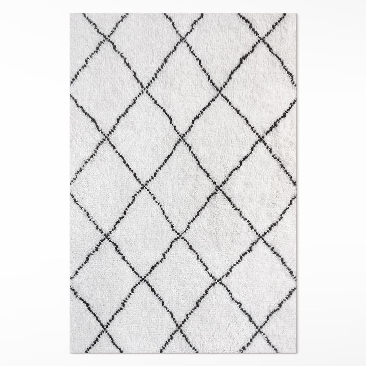 Covor de vinil, Wallfluent, Linii negre, Fractal negru alb, 120 x 180 cm, 010260360160000029711