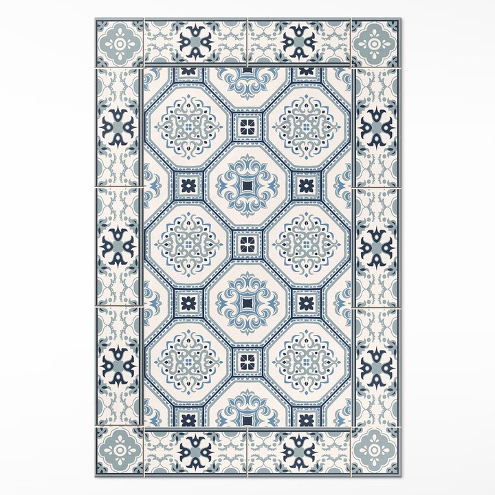 Covor de vinil, Wallfluent, Forme geometrice, Albastru, 60 x 90 cm, 010260360570000020310