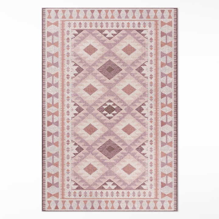 Covor de vinil acasa, Wallfluent, Romburi roz pal, Roz, 100 x 150 cm, 010260360050000020073