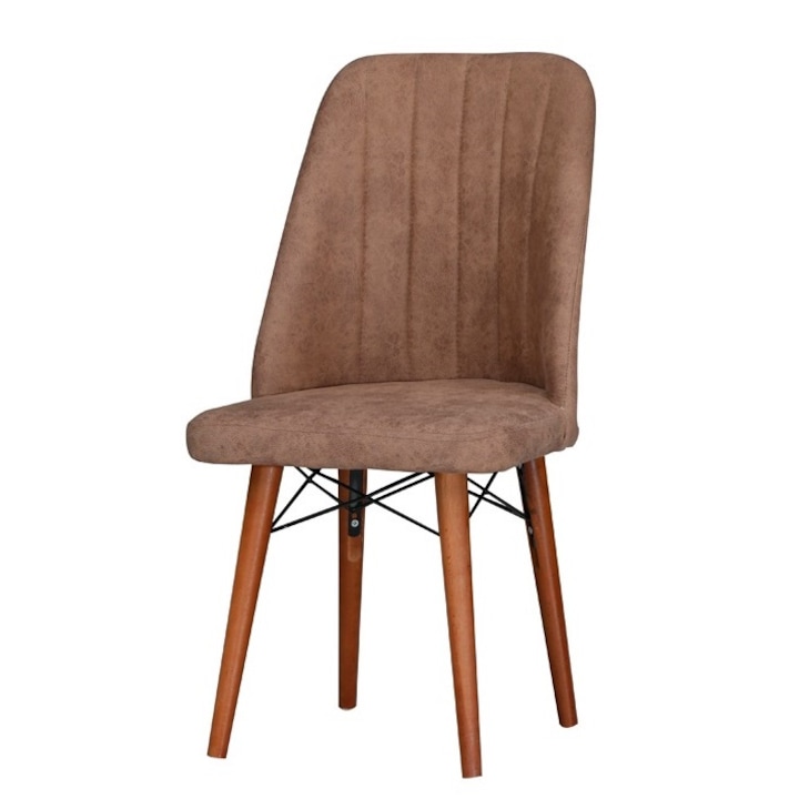 Стол Berlin Brown, трапезарен, кухненски, тапициран с дамаска, дървени крака, 90см x 45см x 45 см