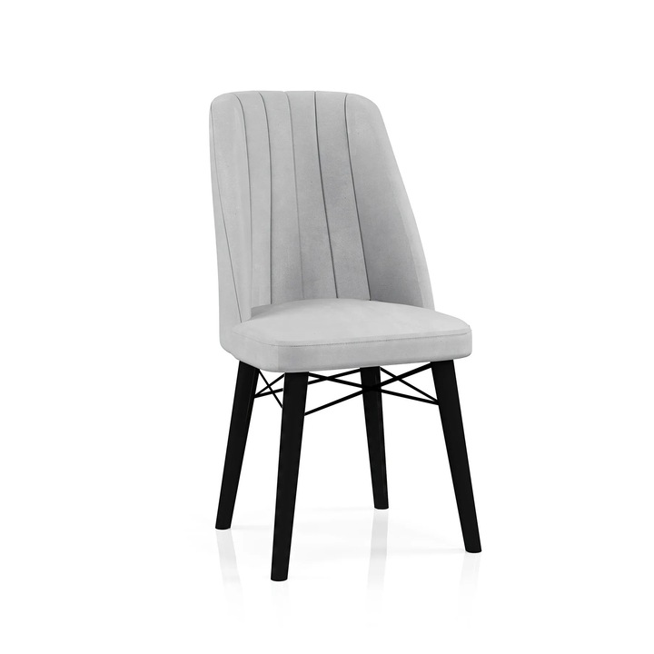 Стол Berlin Babyface Anthracite Grey, всекидневна, кухня, тапицерия от кадифена тъкан, дърво, черни крака, 92 см x 45 см x 45 см