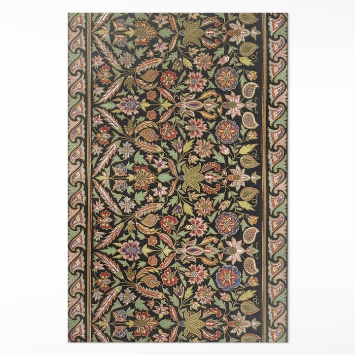 Covor interior din vinil, Wallfluent, Floral antic, Maro, 140 x 210 cm, 010260360260000033207