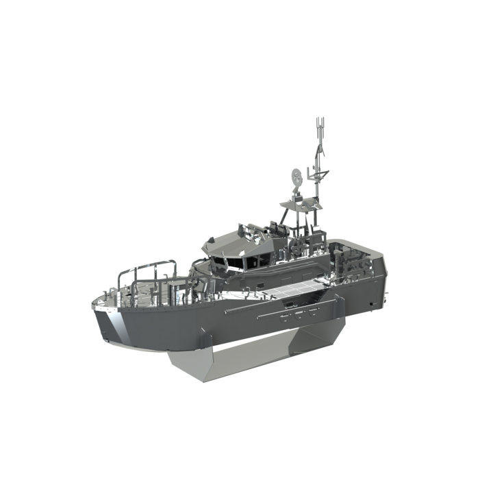 Barca din otel 3D Guardian of the Coasts, Metal Time, 161 piese, 21x6x12cm, cu motor electric