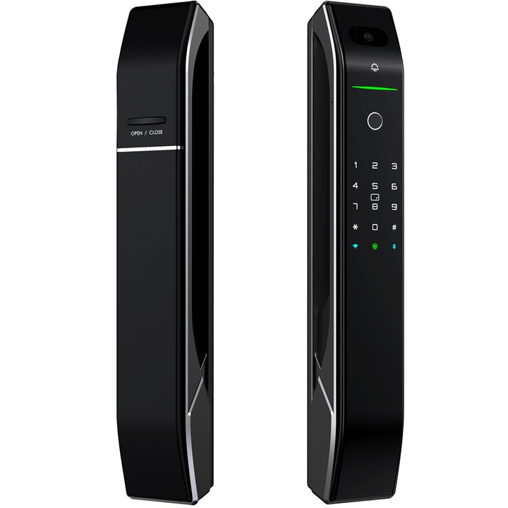 Zár videó kaputelefon A7F fémajtókhoz, többpontos zárral, telefonos alkalmazással, Wi-Fi-vel, kamerával, távirányítóval, ujjlenyomat-olvasóval, betörésjelzővel, vízálló, -20 és 60 Celsius fok között működik - CLD -CareLoveDevotion