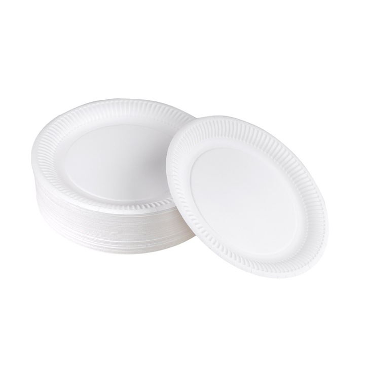 Farfurii de hartie albe - 18 cm - 20 buc