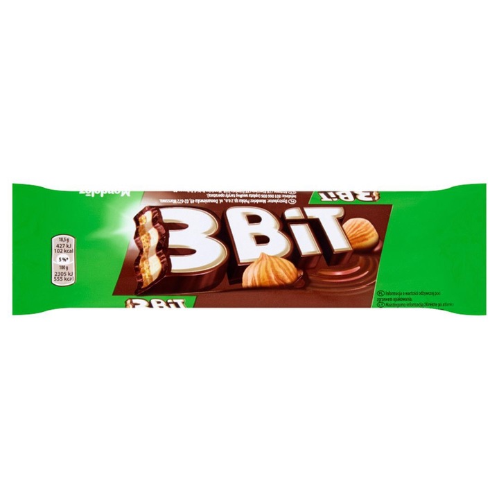 Baton 3Bit, Mondelez, ciocolata cu lapte, umplutura de nuci, 46 g