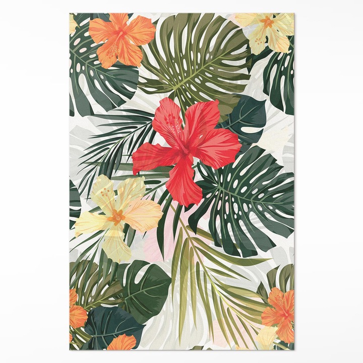 Covor interior din vinil, Wallfluent, Monstera, Verde pal, 60 x 90 cm, 010260360570000057195